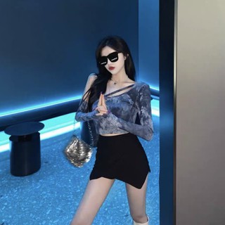 ÁO CROPTOP XANH LOANG MÀU