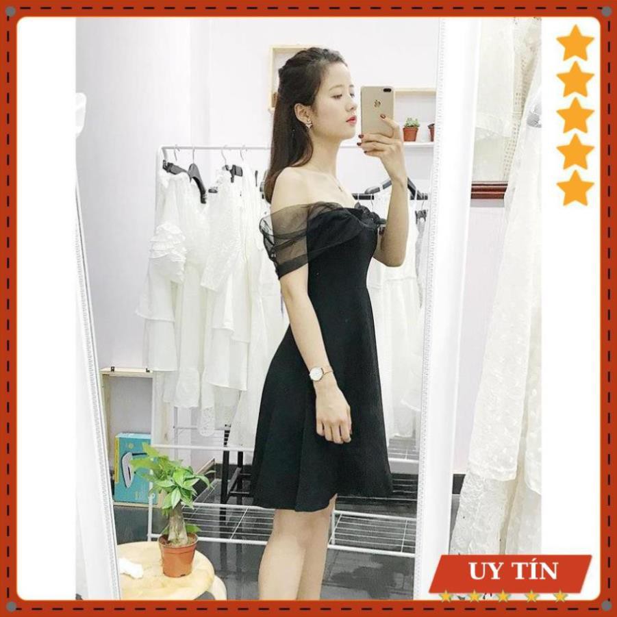 [HÀNG CAO CẤP] Đầm trễ vai tay lưới đầm xòe Kiko Dress đơn giản mà đẹp tinh tế
