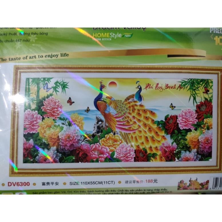 Tranh thêu Chữ thập Phú quý bình an   Dream valley mẫu mới  DV6300(1m1x55 cm) chưa thêu | BigBuy360 - bigbuy360.vn