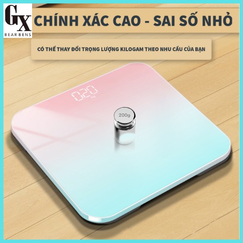 CÂN ĐIỆN TỬ SẠC ĐIỆN - KÍNH CƯỜNG LỰC - MÀN HÌNH LCD CÔNG NGHỆ CAO,Cân Sức Khỏe Chuẩn Xác Hiển Thị Nhiệt Độ Phòng