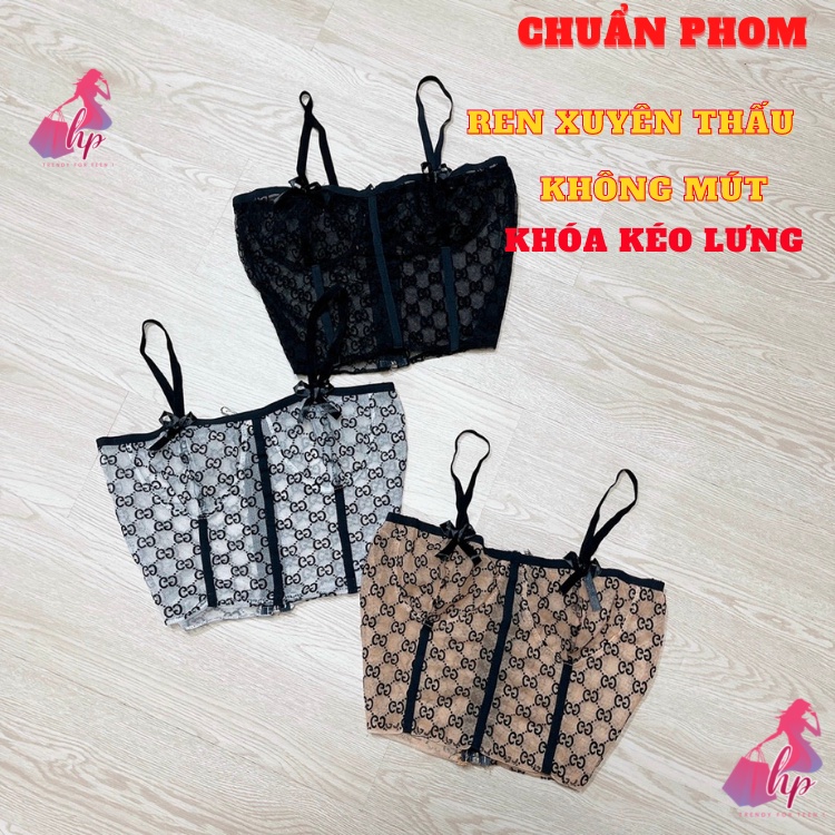 Áo 2 dây ren xuyên thấu không mút- khóa kéo lưng alohashop91