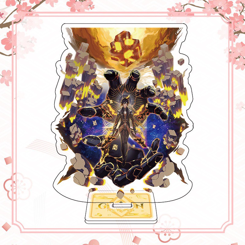 Mô hình Standee nhân vật ZHONGLI Genshin Impact game chibi anime tượng mica trong