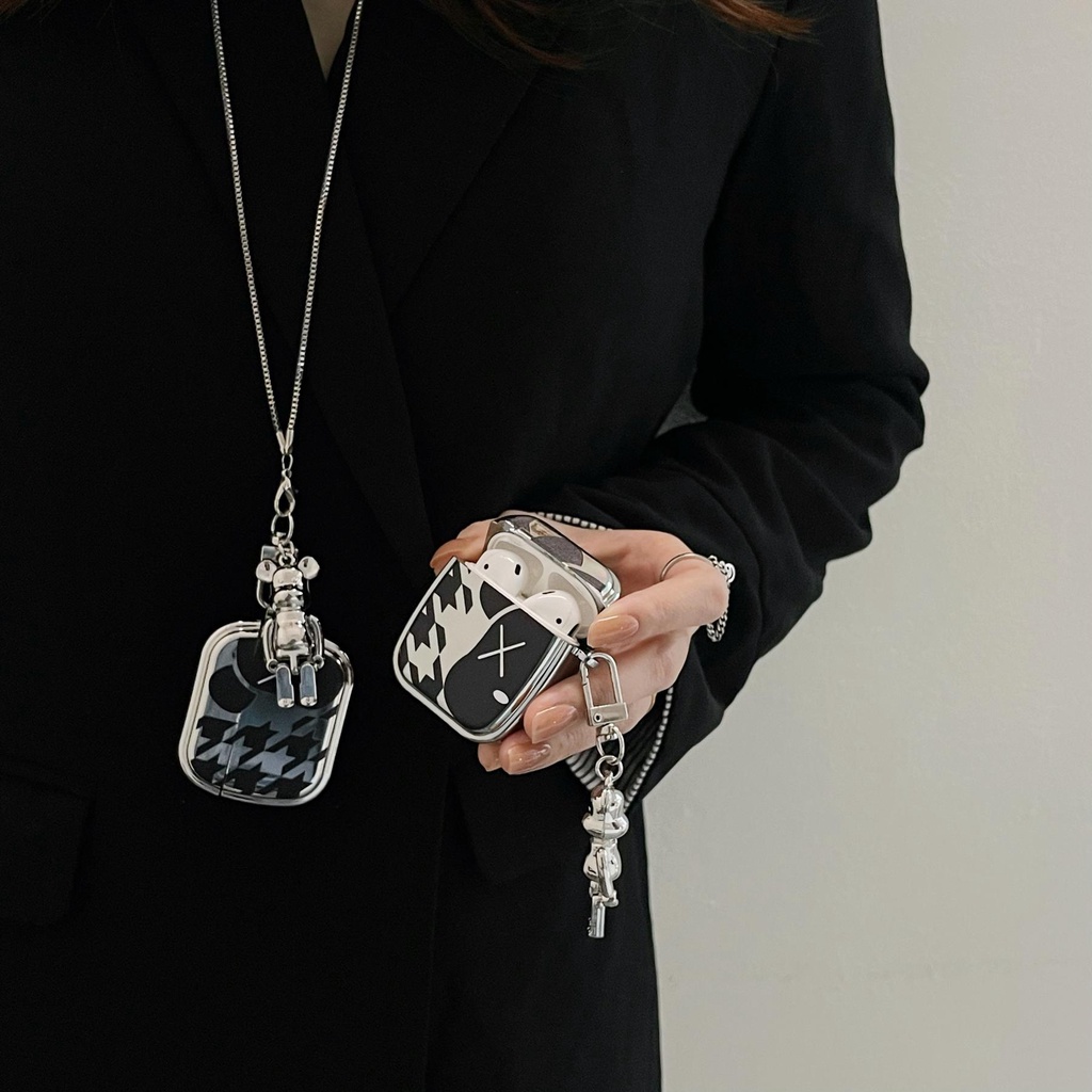 Vỏ Bảo Vệ Hộp Sạc Tai Nghe AirPods 1 2 Pro 3 2021 Kết Nối Bluetooth Bằng Tpu Mềm Mạ Điện Họa Tiết Kẻ Sọc / Gấu Bạo Lực