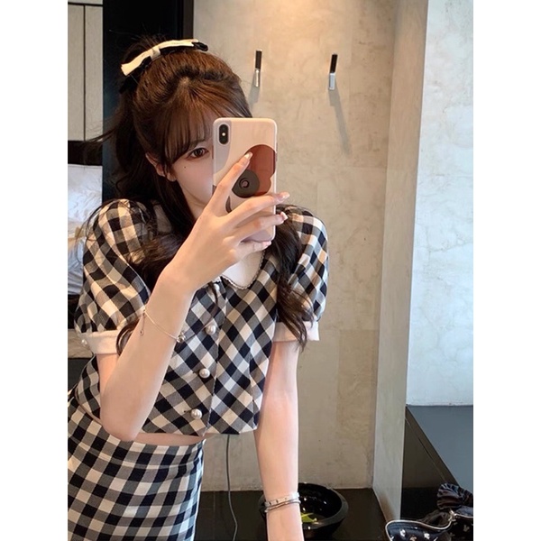 Sét áo váy caro trẻ trung