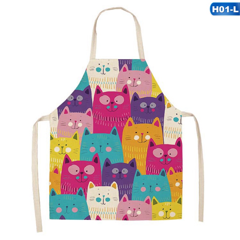 Tạp dề cotton chống nước in hình mèo hoạt hình