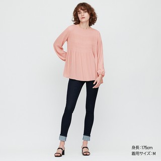 Áo nữ xếp ly dài tay dễ thương của UNIQLO - Nhật Bản