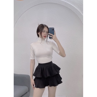 Áo thun cổ lọ tay ngắn