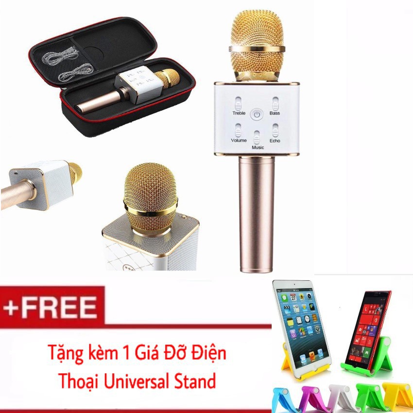 (Miễn Phí Vận Chuyển) Micro karaoke Q7 tích hợp loa Bluetooth tặng kèm 1 Giá đỡ điện thoại Universal Stand-w06