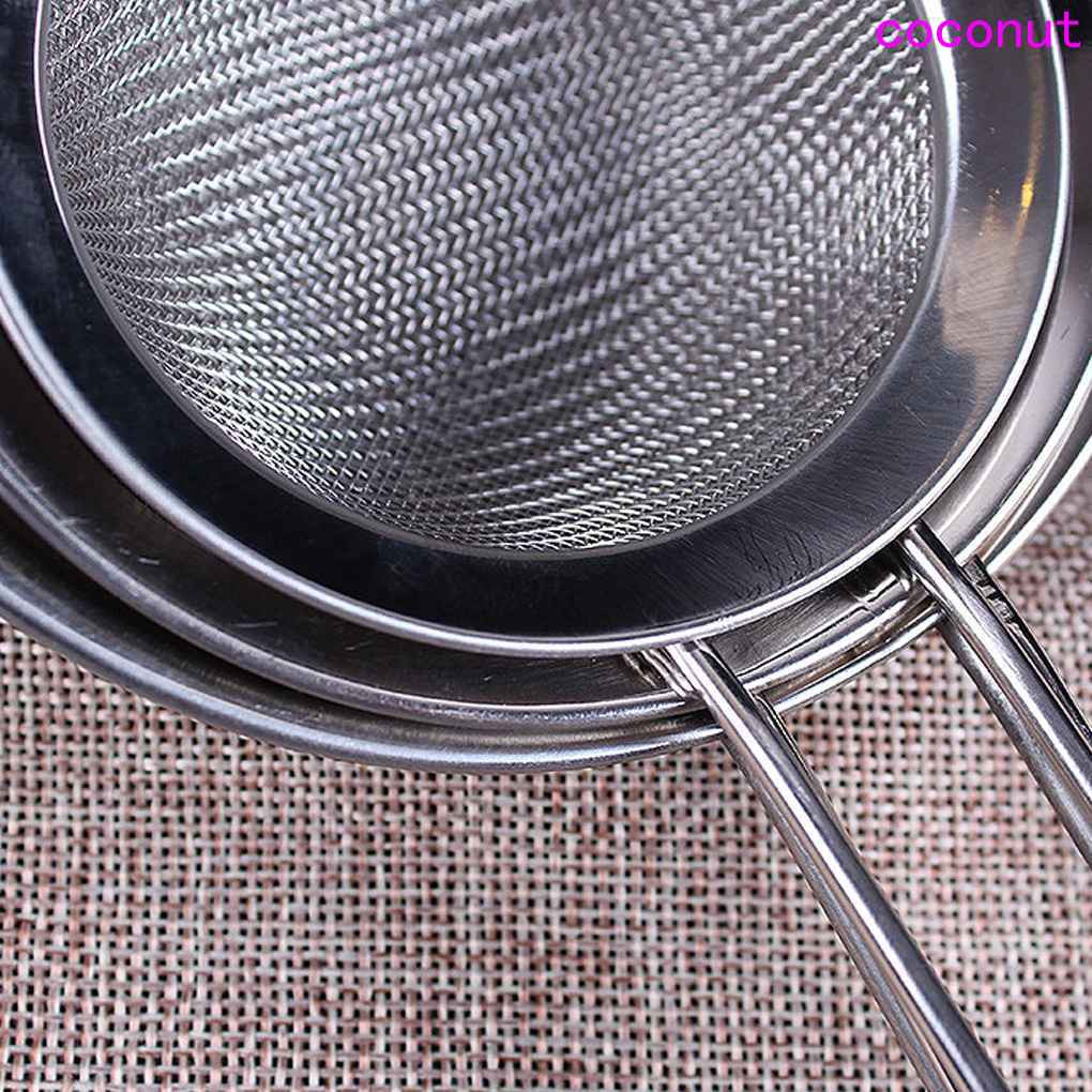 Home Kitchen Oil Strainer Tool Stainless Steel Wire Mesh Flour Sifter Sieve Colander