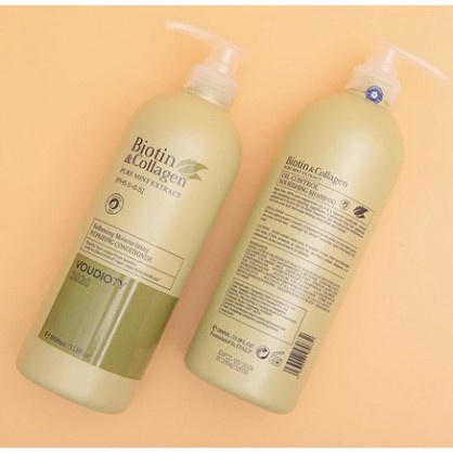 Cặp Dầu Gội + Xả BIOTIN & COLLAGEN  VOUDIOTY XANH LÁ 1000ml| Kiềm Dầu, Phục Hồi Tóc Hư Tổn | BigBuy360 - bigbuy360.vn
