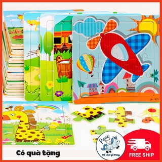[16 miếng] Đồ chơi ghép hình gỗ puzzle