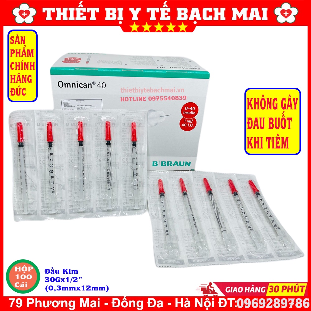 Bơm (kim) Tiêm Tiểu Đường Insulin - Bơm Tiêm Thẩm Mỹ Omnican BBraun 1ml U40, U100 -  Sản Xuất Đức