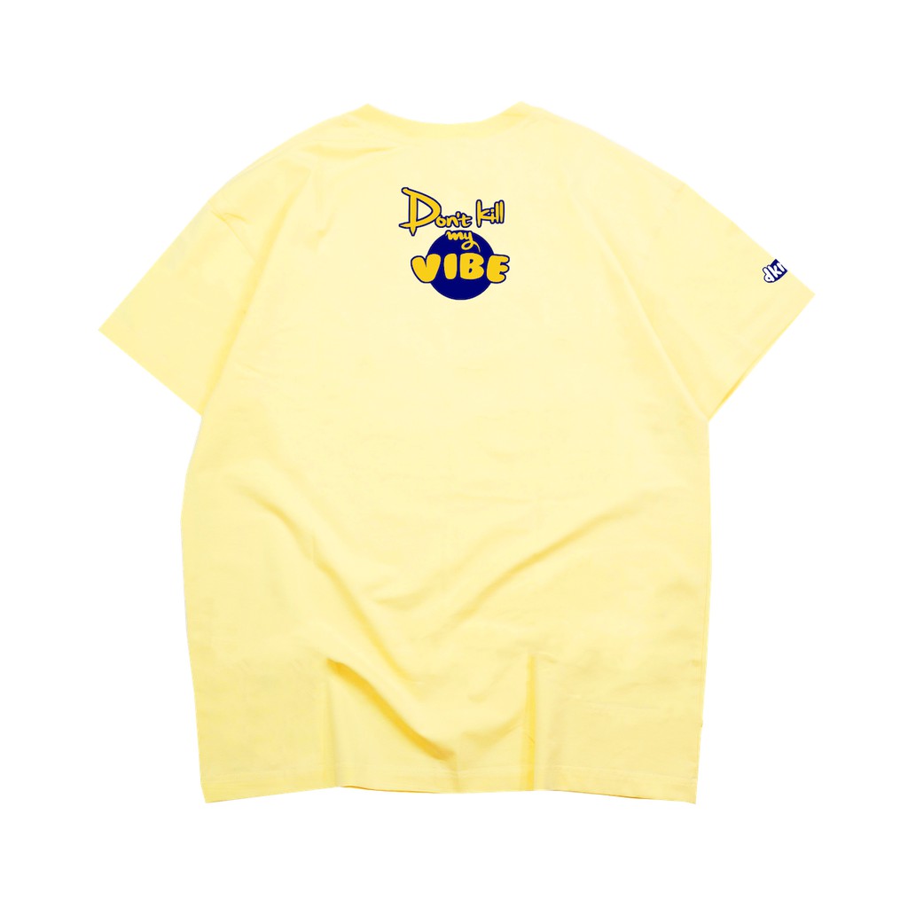 Áo thun nữ cotton màu vàng form rộng in hình Don't Kill My Vibe | Yellow Monster Tee