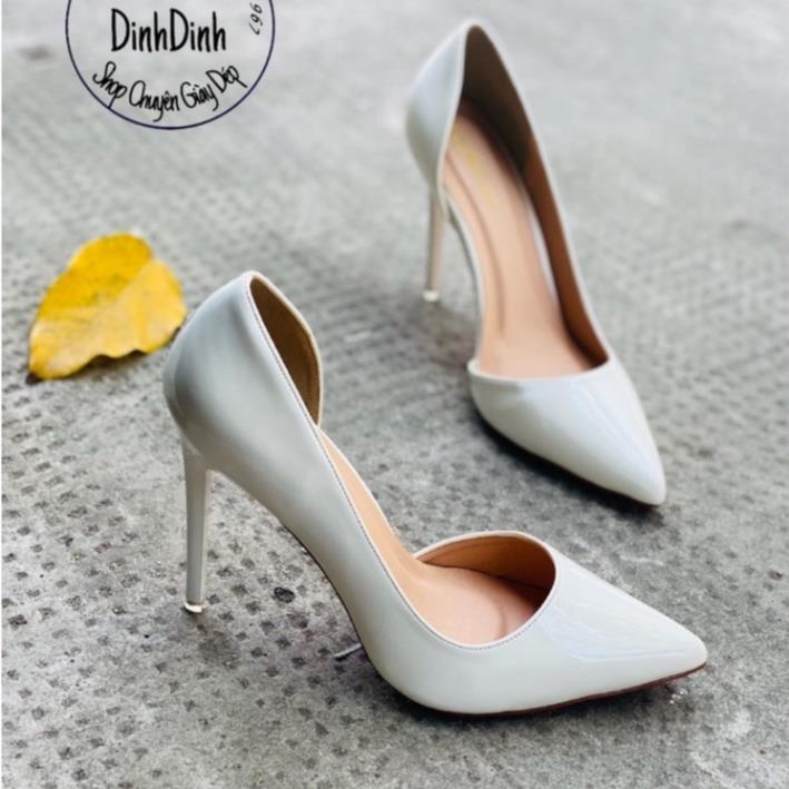 Giày Cao Gót , Giày Công Sở , Giày Nữ Bít Mũi ,Hở Eo Si Bóng ,Đế Pháp Đỏ ,Hàng VNXK Cao 9cm DDC35-9 cb
