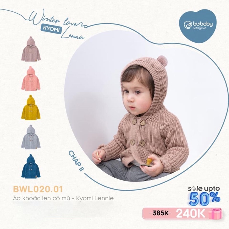 Áo khoác len có mũ Kyomi Lennie BU baby cho bé