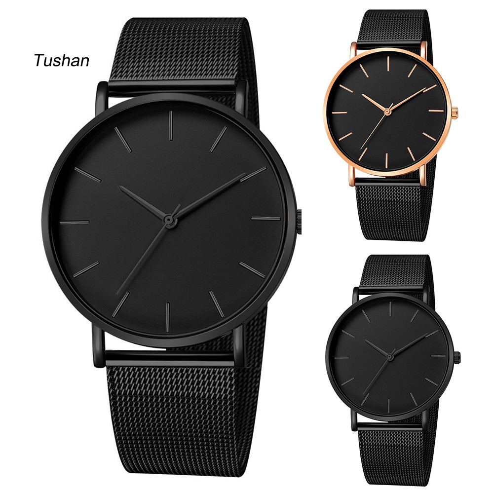 Đồng hồ mặt tròn dây đeo lưới siêu mỏng hợp thời trang cho nam | BigBuy360 - bigbuy360.vn