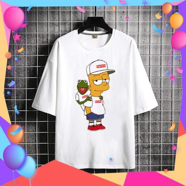 Áo thun in hình Simpson và Con Ếch Xanh bape tay lửng ( lỡ ) - F2219