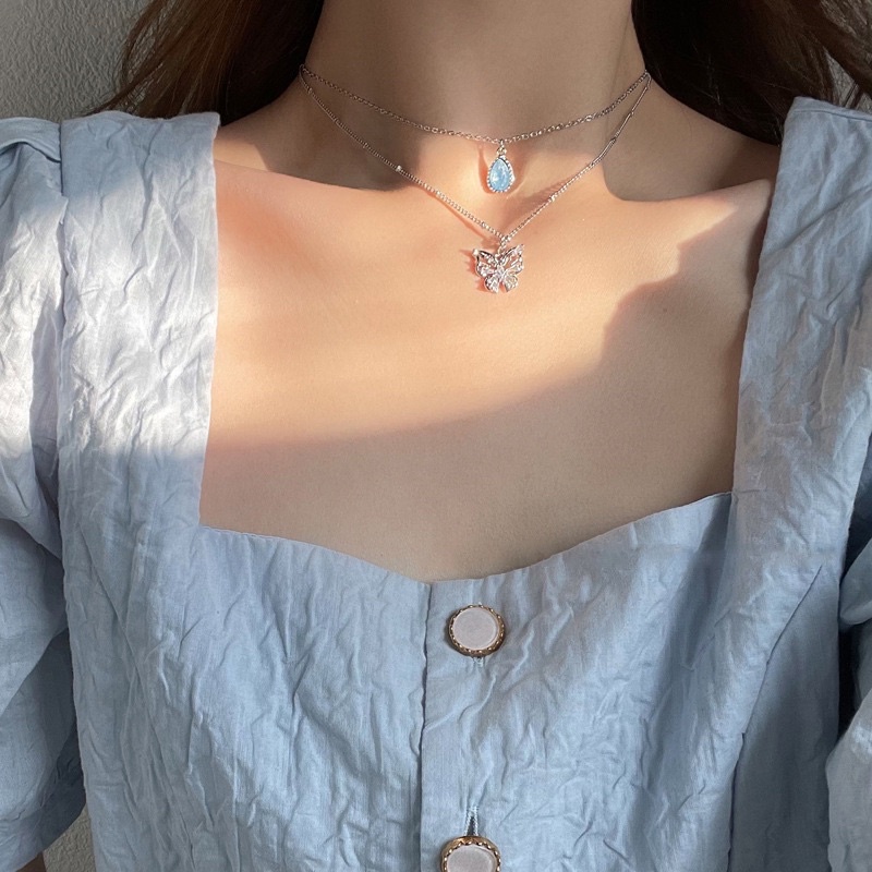 Vòng cổ choker mặt đá và bướm mã HD-92