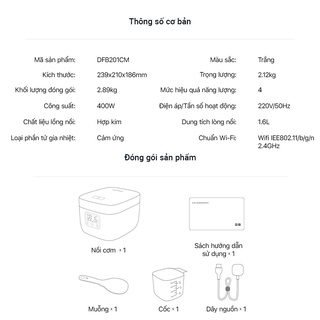 Nồi cơm điện mini Xiaomi 1.6L DFB201CM