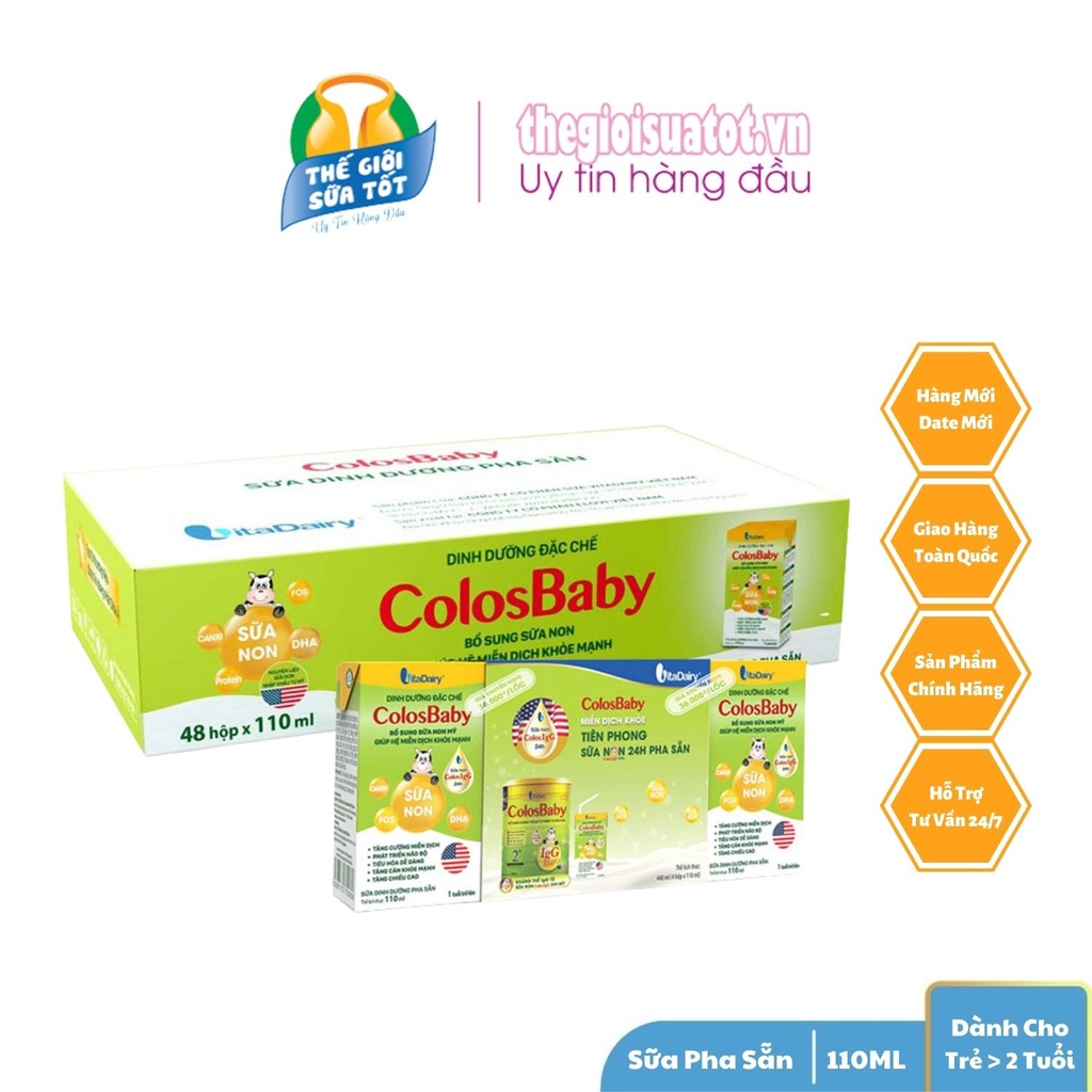Thùng Sữa 48 Hộp Coloscare - Colosbaby pha sẵn 110ml - Hỗ Trợ Tăng Cường Miễn Dịch Đề Kháng Khỏe Mạnh thegioisuatot