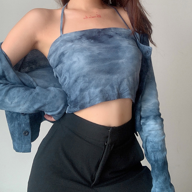 Set áo 2 dây croptop kèm áo Cardigan tay dài thời trang nữ quyến rũ | BigBuy360 - bigbuy360.vn