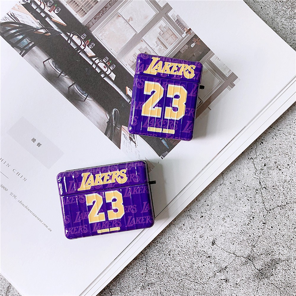 Vỏ Bảo Vệ Hộp Sạc Tai Nghe Airpods 1 / 2 / Pro Chống Sốc Hình Lebron James Lakers