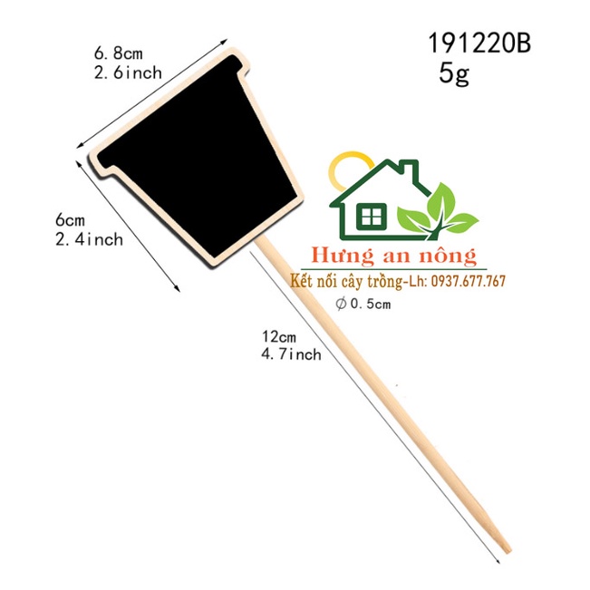10 Thẻ 3M - trụ cắm gỗ bản đen size trung 17cm - 18cm dùng ghi tên giống cây, trang trí hoặc làm ghi chú sự kiện, tiệc