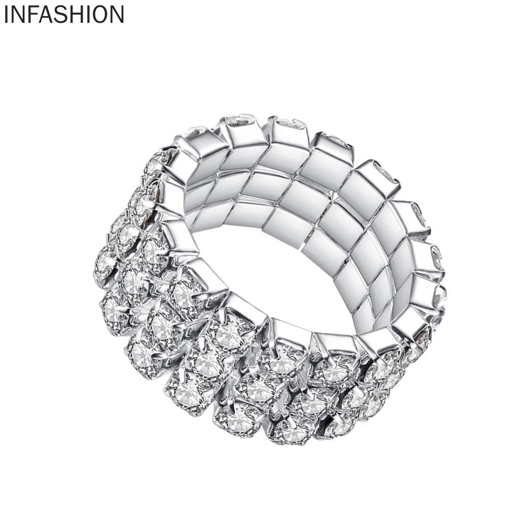 Nhẫn 3 Tầng Co Giãn Đính Đá Pha Lê Lấp Lánh