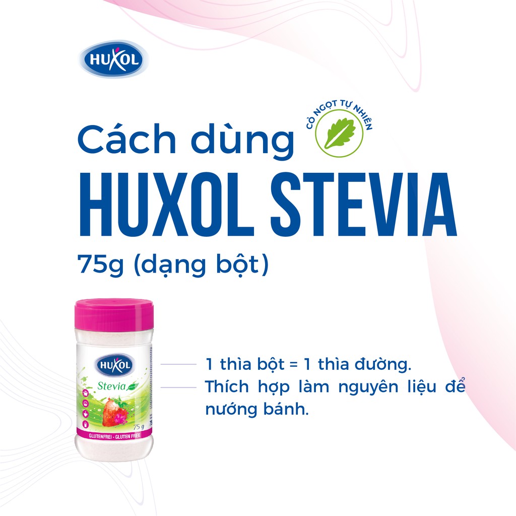 Đường Ăn Kiêng Huxol Cỏ Ngọt Stevia 75g - Đường cỏ ngọt cho người giảm cân, tiểu đường, cao huyết áp