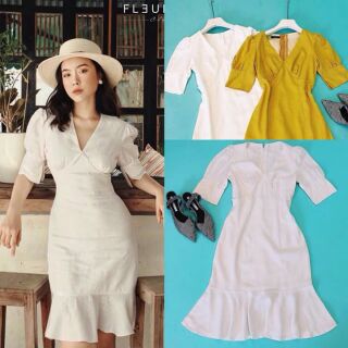 Đầm body cổ V bèo lai siêu xinh