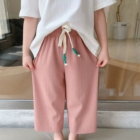 [Babycat] Hàng Có Sẵn Quần Ống Rộng Bằng Lụa Lạnh Phong Cách Nhật Hàn Hàn Quốc Thời Trang Mùa Hè Dành Cho Bé Gái 2022