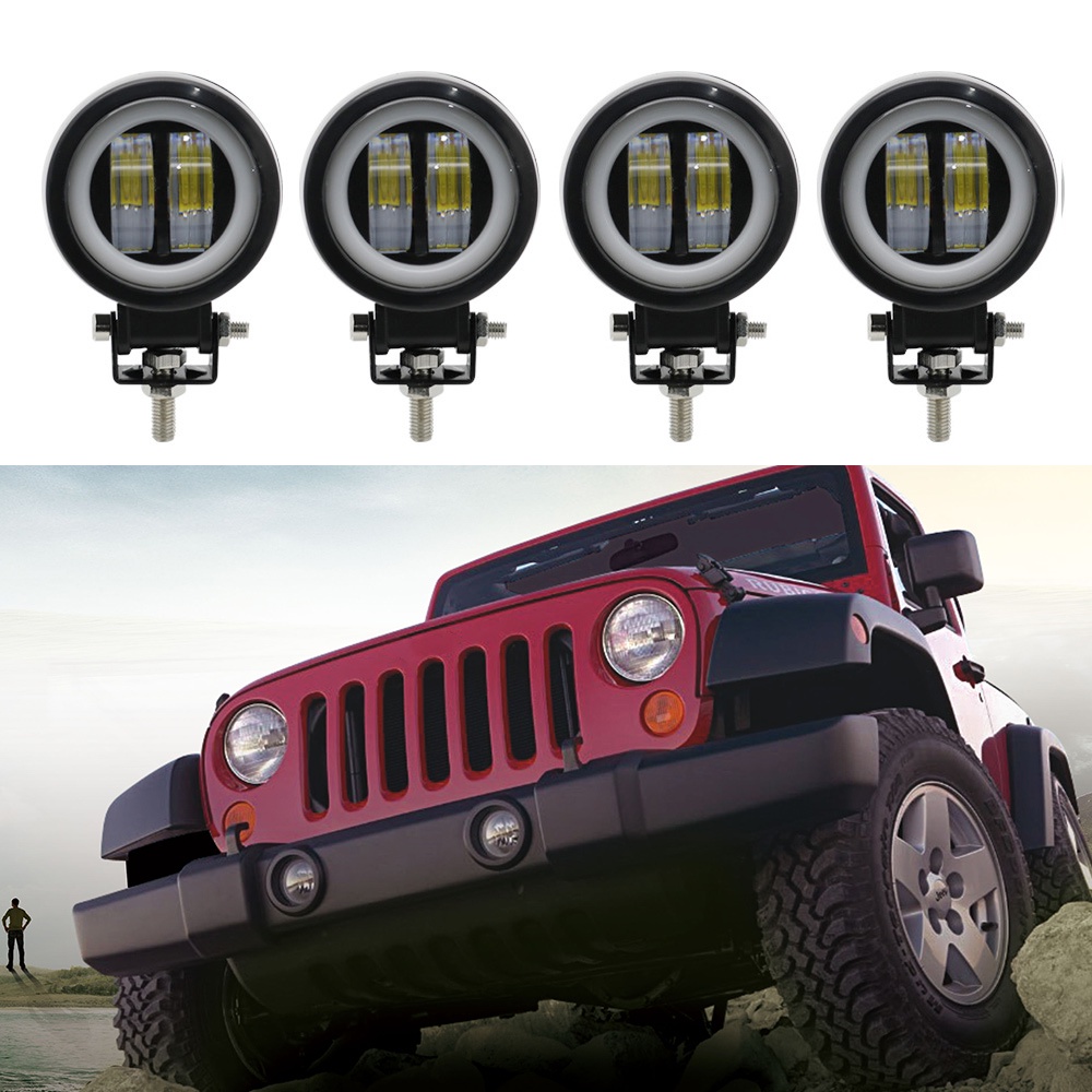DasherMart 2 Pieces LED Work Light Bar Spot Pods Driving Halo Fog Offroad ATV Truck 4WD
