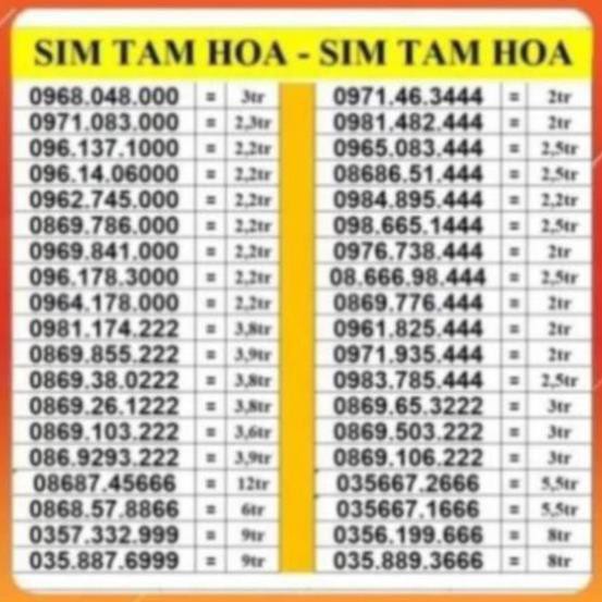 SIM TAM HOA 999 888 777 666 VIETTEL TRẢ TRƯỚC