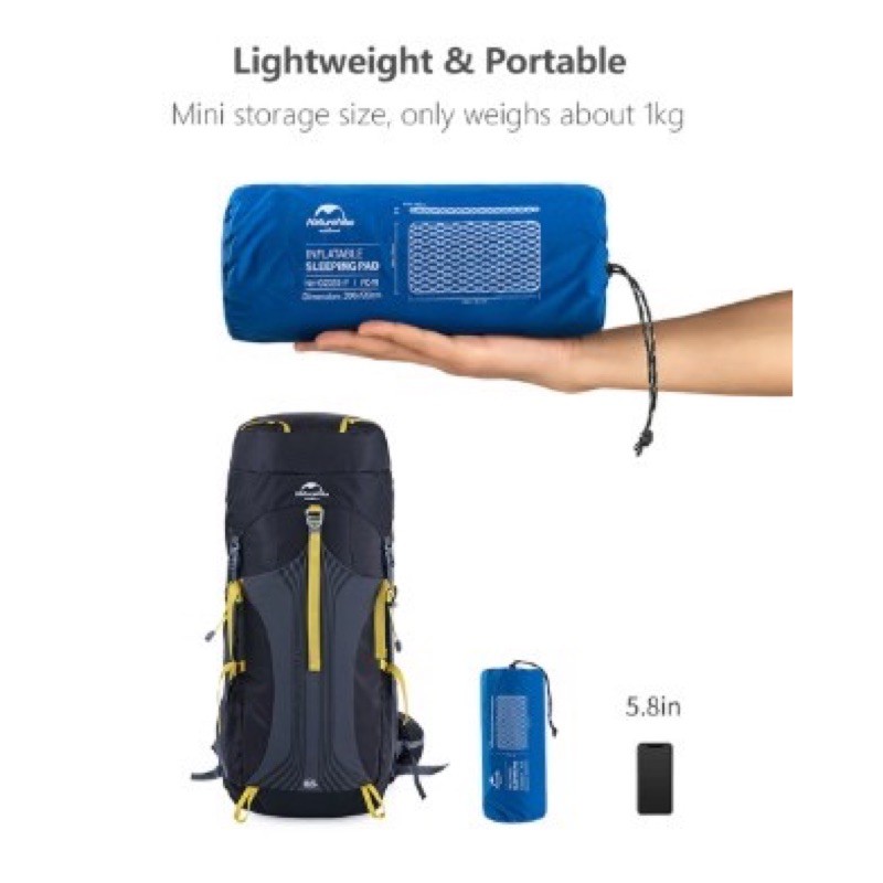 Đệm hơi đôi TPU gấp gọn nhẹ Naturehike NH19Z055-P (tặng kèm túi bơm hơi khô)