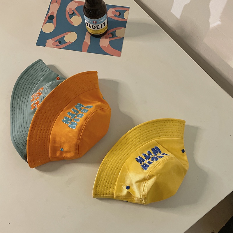 Mũ Tai Bèo Vành Rộng Chống Gió In Chữ Phong Cách Hàn Quốc Cho Bé