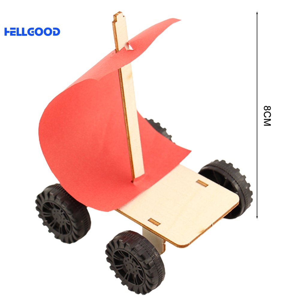 Hellgood Eco-friendly Wind Power Car Wooden Wind Power Car Kit Easy Self-assembly for Entertainment