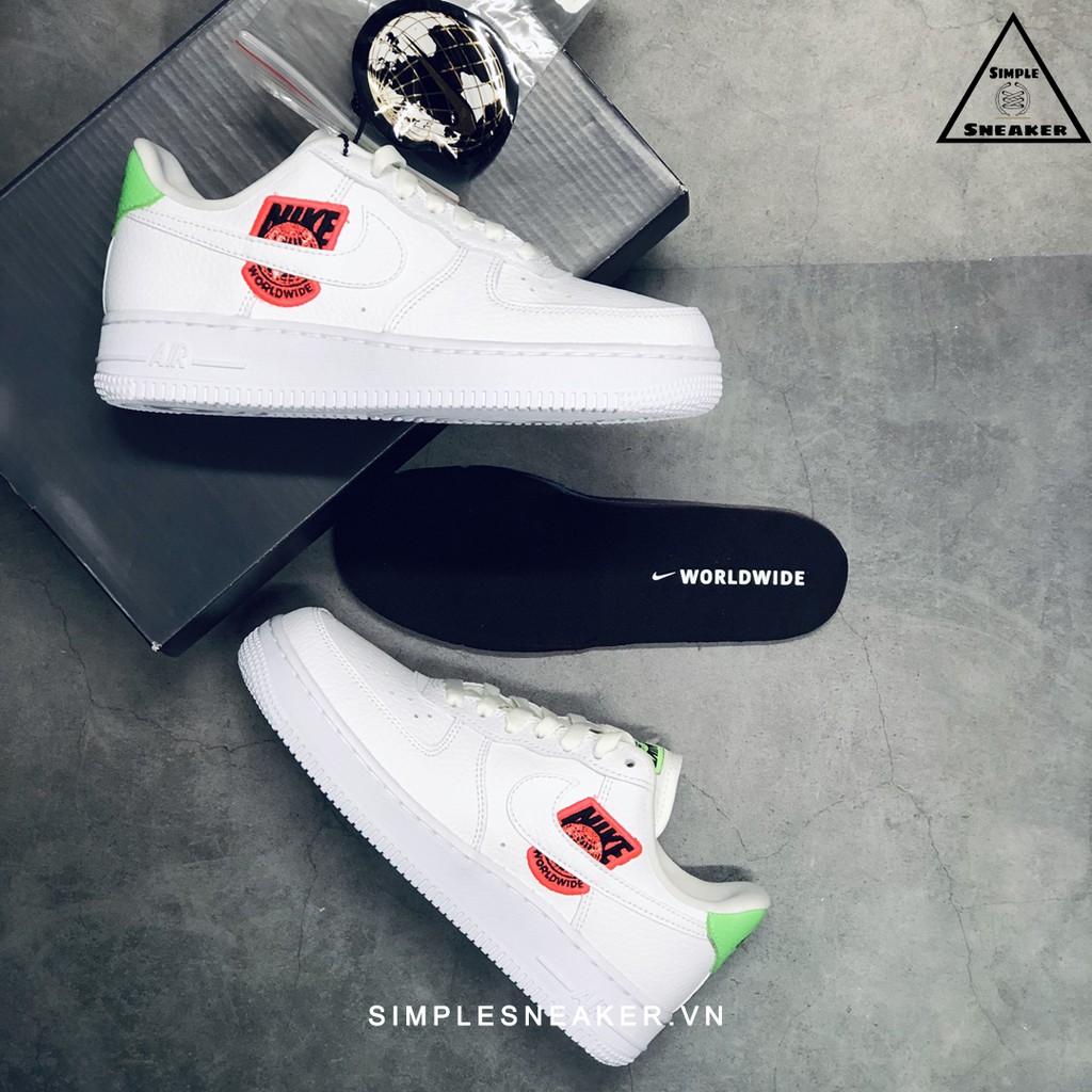 Giày Nike Air Force 1 FREESHIP Giày AF1 Nữ Auth- Nike Air Force 1 World Wide Crimson Green Chính Hãng- Simple Sneaker