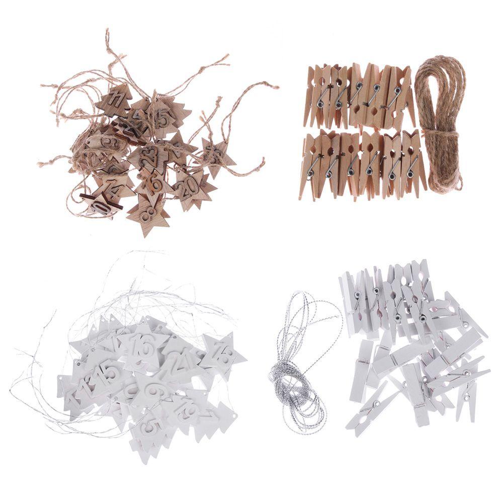 Set 24 Kẹp Gỗ Hình Số Dùng Trang Trí Gói Bánh Quy Giáng Sinh