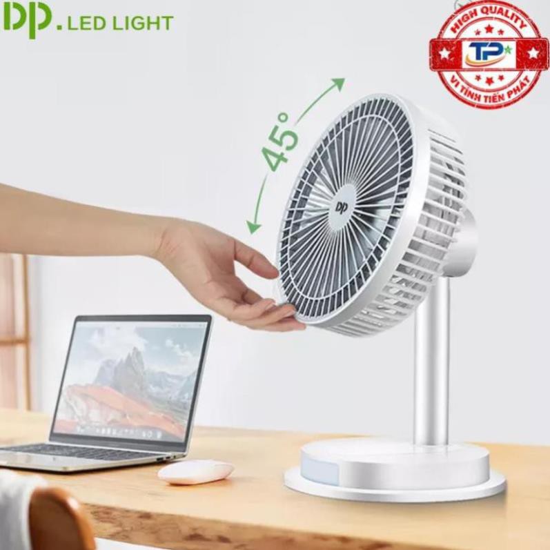 Quạt sạc tích điện DP DP-7627 / DP-1434 tích hợp đèn LED chiếu sáng - loại quạt lớn gió rất mạnh (xanh)