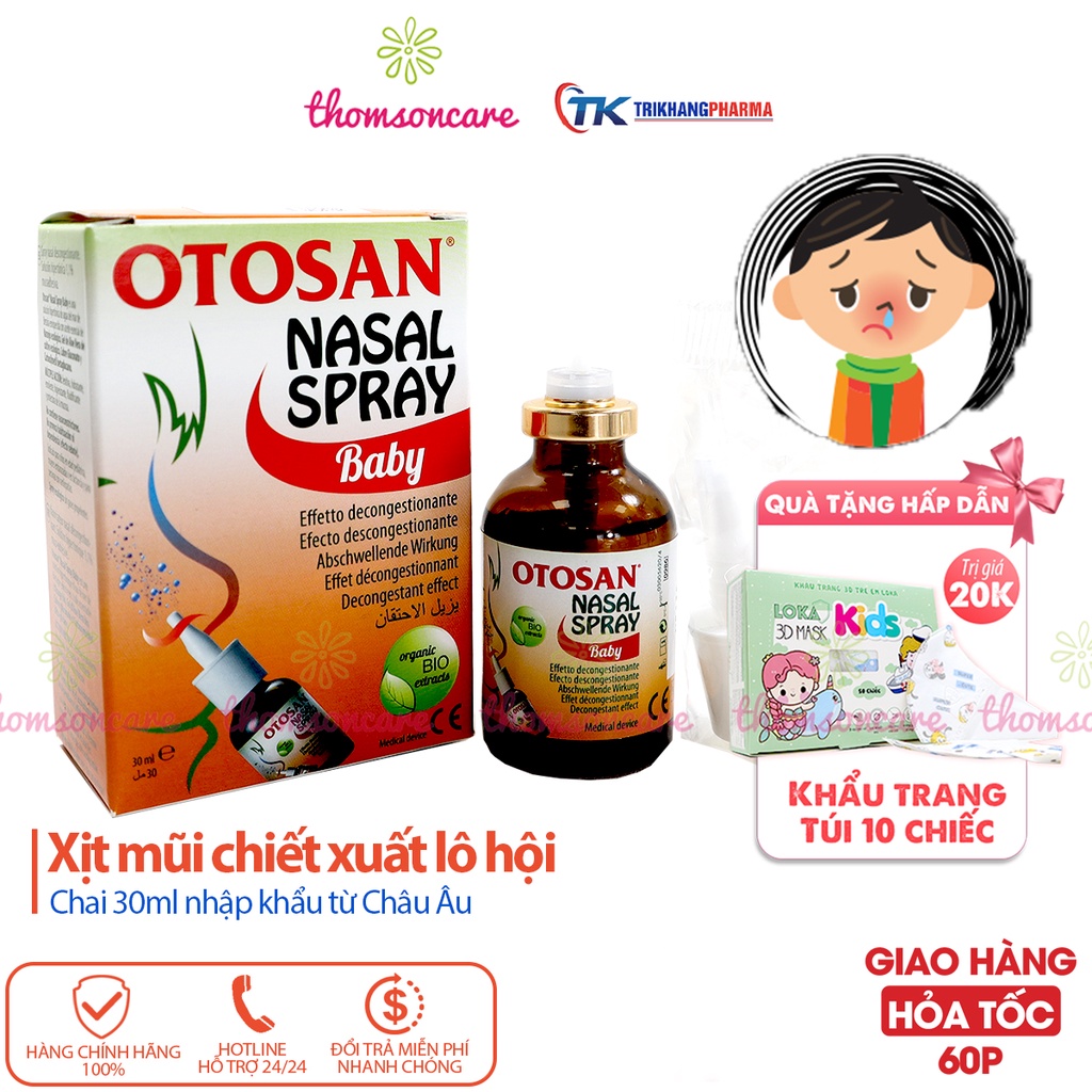 Xịt mũi Otosan - Từ Lô hội Keo ong giúp giảm mũi dị ứng, xoang, làm sạch khoang mũi thông mũi cho bé - Lọ 30ml