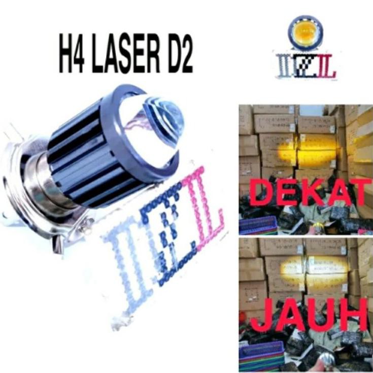 Đèn Pha Led H4 Laser D2 2 Màu Vàng Ac Dc Vixion Etc