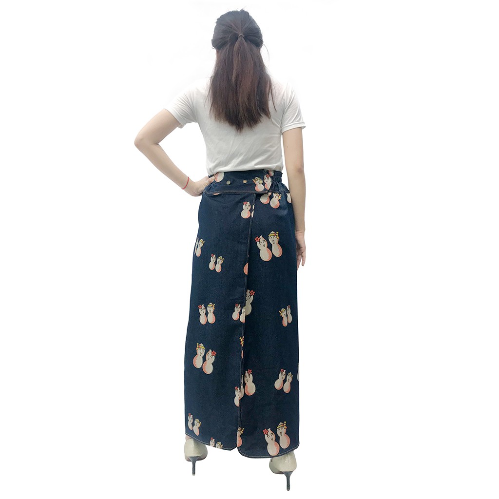 váy chống nắng freeSize jean hoa văn xẻ trước cố định bằng khuy VJXT0049 | BigBuy360 - bigbuy360.vn