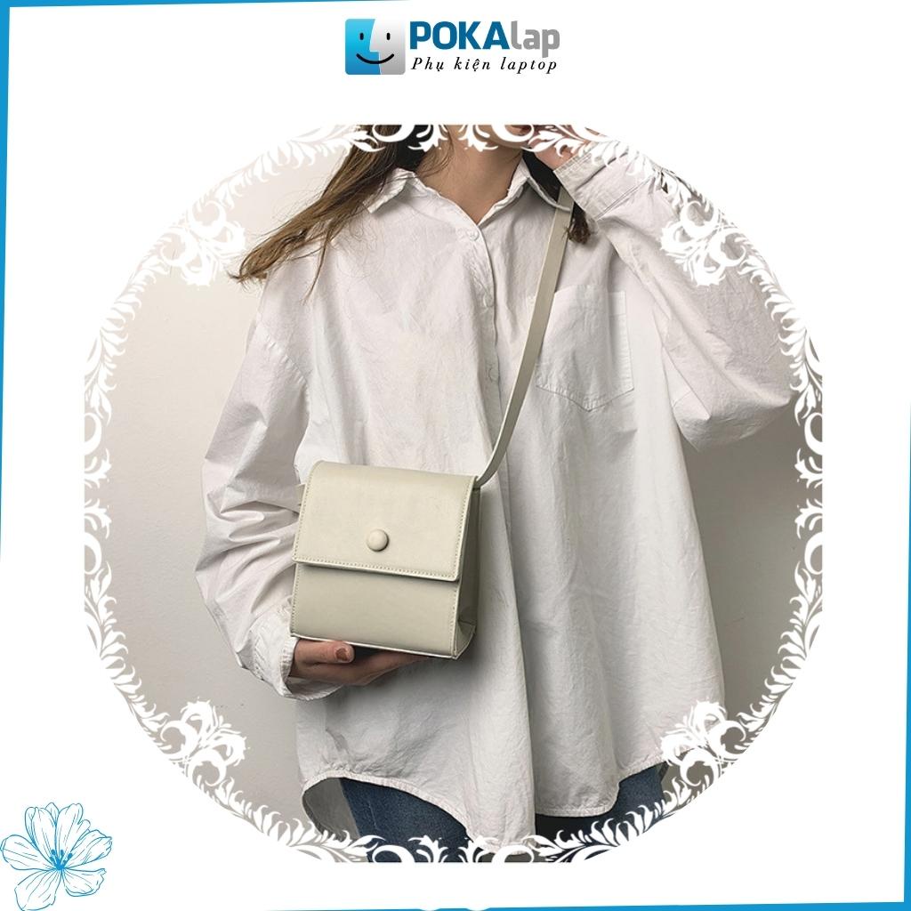 Túi xách nữ, túi đeo chéo nữ POKA25 đeo chéo hình vuông cúc bấm phong cách Hàn quốc- POKALAP