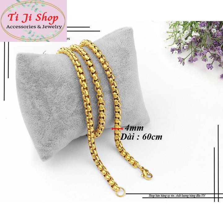 DÂY CHUYỀN INOX NAM BÔNG DỪA KHÍT 4MM MẠ VÀNG 3 LỚP KĨ KHÔNG ĐEN