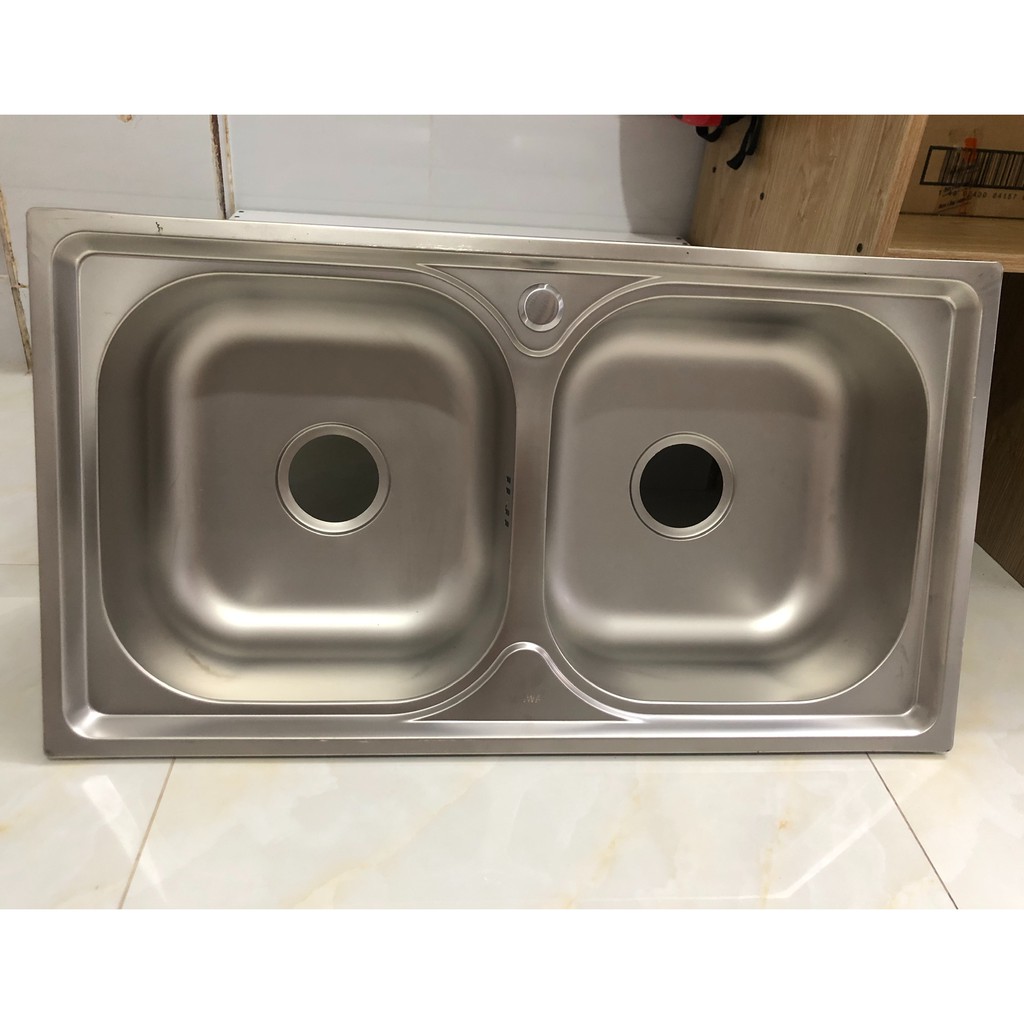 ( SALE) Chậu rửa chén 2 hộc inox KAGAWA  tặng kèm bộ xả chậu thông minh (xi phông)