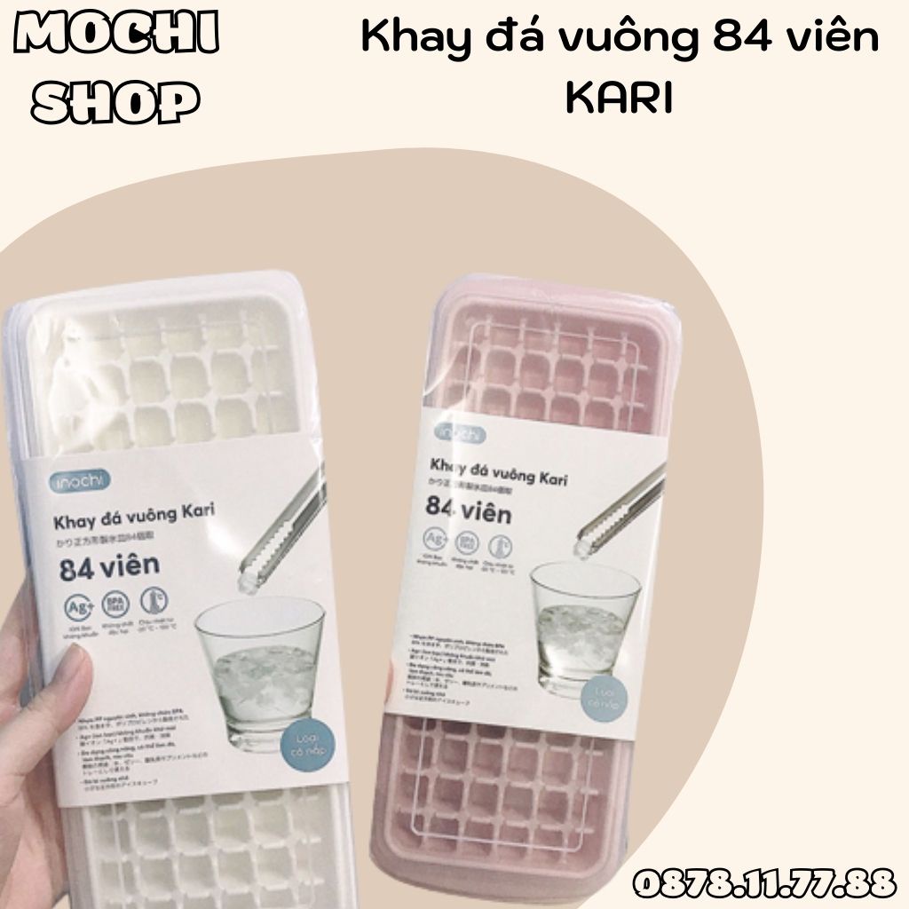 Khay Đá Vuông KARI Inochi 84 viên, Khay Làm Đá Nhựa Dễ Lấy, An Toàn, Tiện Dụng