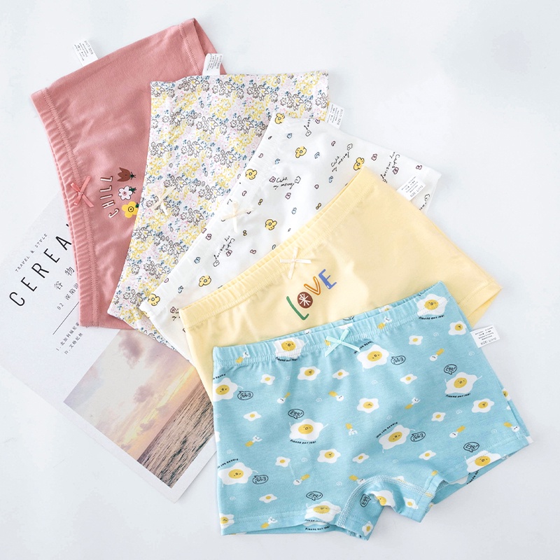 Set 5 QuầN LóT Boxer 100% Cotton In HọA TiếT HoạT HìNh Cho Bé GáI (3-12 TuổI)