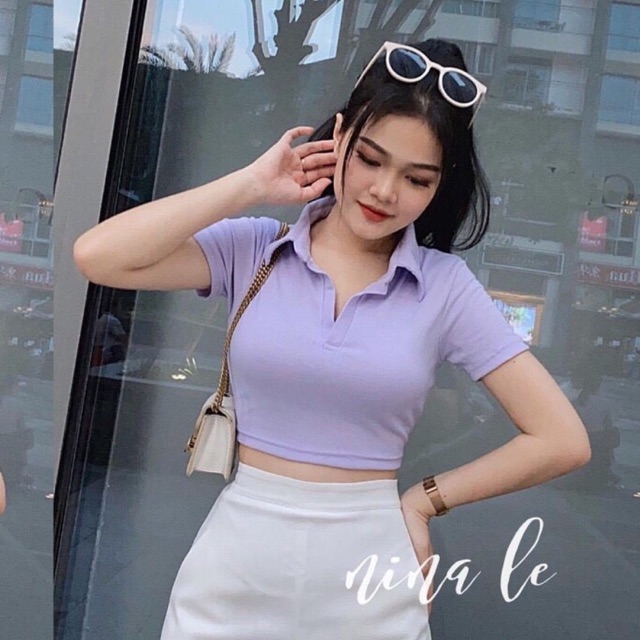 Áo croptop body cổ bẻ, ảnh thật trải sàn