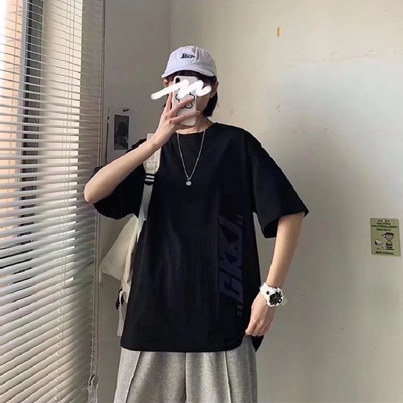 Áo Thun Nam Dáng Rộng In Chữ Phong Cách Hàn Quốc Thời Trang Mùa Hè Thoải Mái Cỡ M-8XL