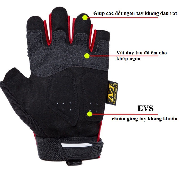 Găng tay nam phượt cao cấp Mechanix, găng đi xe máy thấm hút mồ hôi có cao su bảo vệ tay